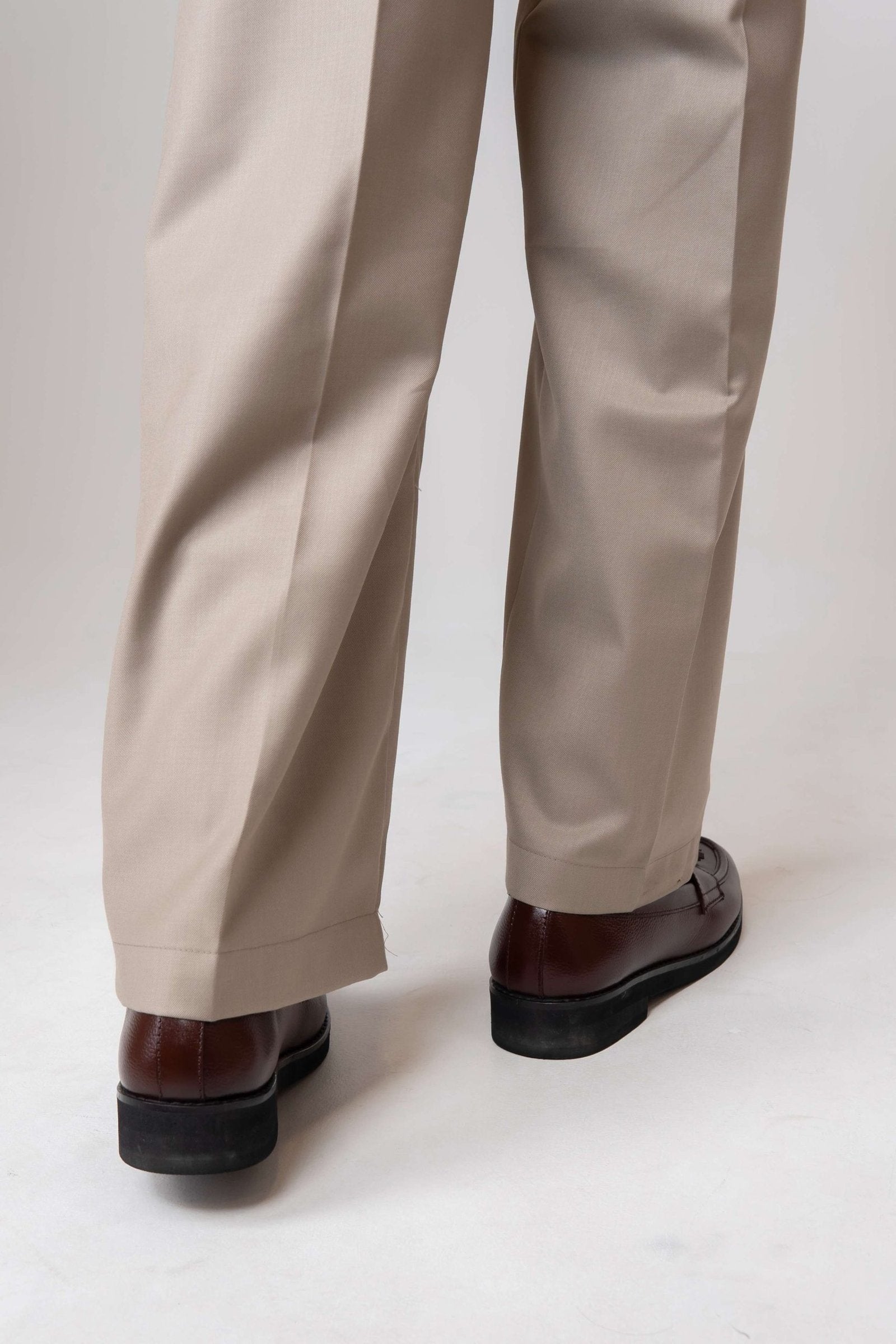 Beige Pleated Trousers