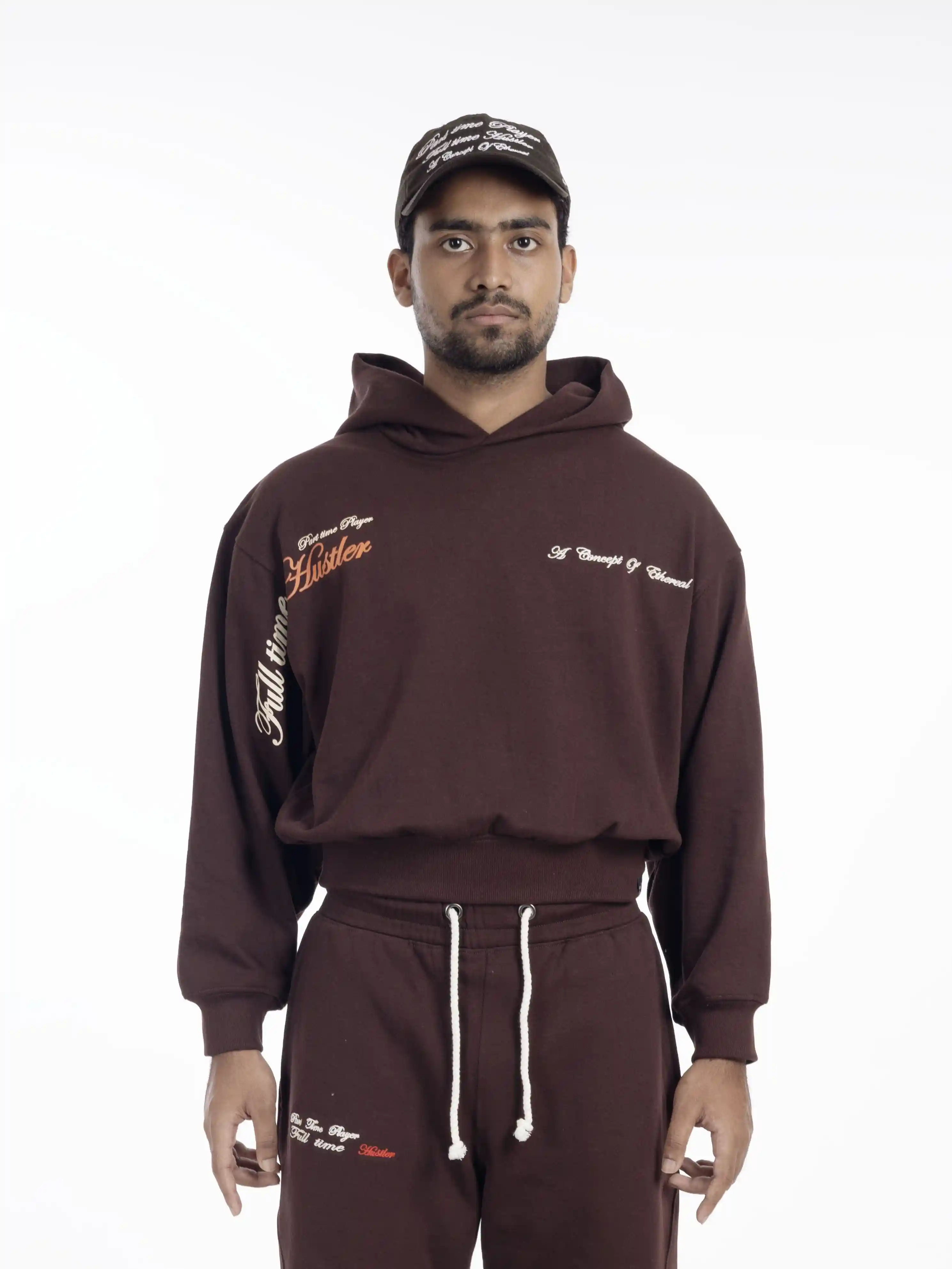 Chocolate Brown Box Cut Cropped Hoodie – Player By Chance